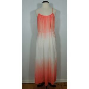 LESHOP Maxi Sundress L LARGE Womens Sheer White Coral